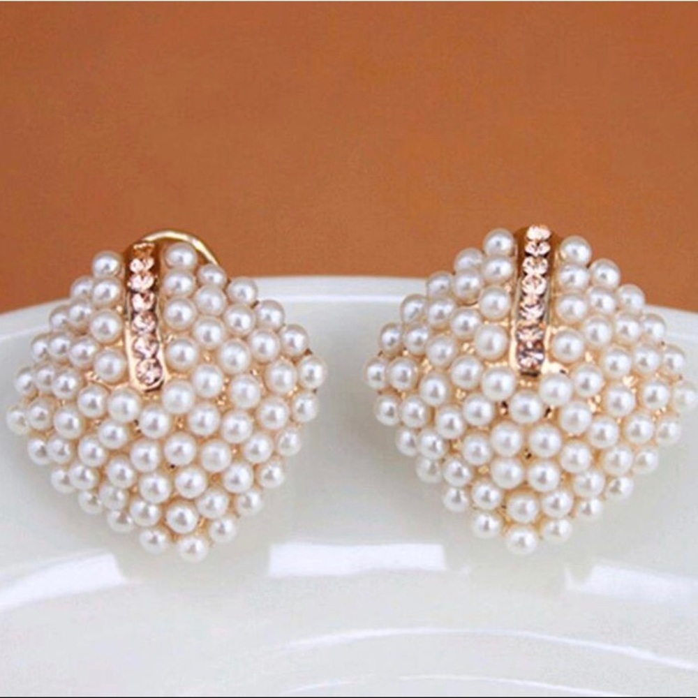 Women’s Rhinestone Pearl Stud Earrings